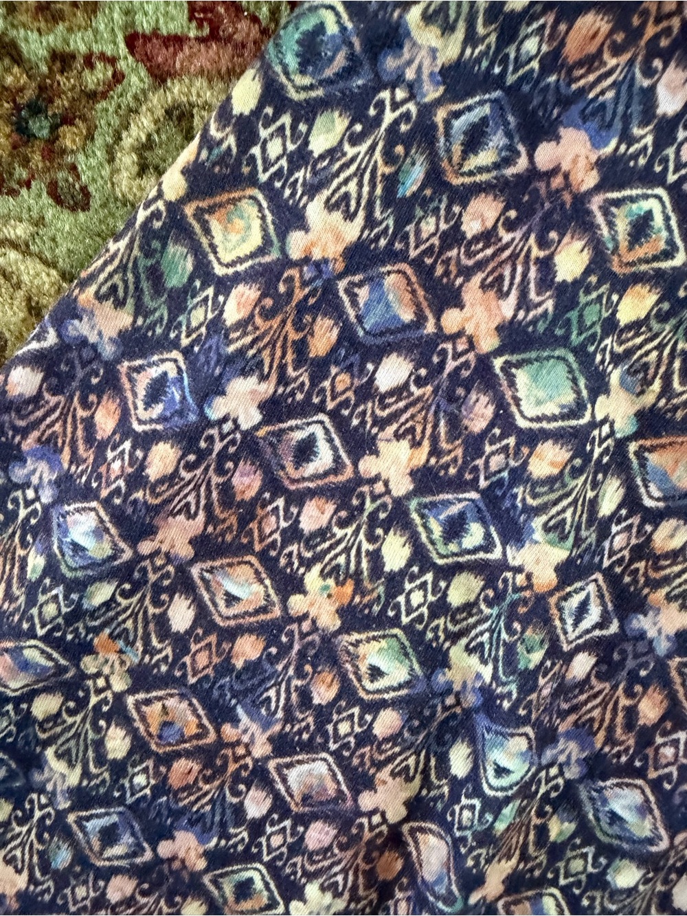 LuLaRoe purple ikat print knit maxi skirt foldover waist M - Picture 2 of 5